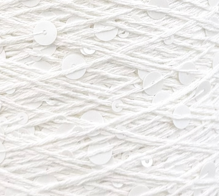 Art. Brillante 260 m / 100 g – Baumwolle mit Maxi-Pailletten col. Weiss